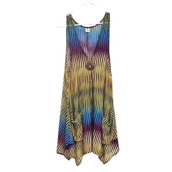 Yellow and Blue Swim Coverup for a Tropical Vibe Size M/L - Picture 2 of 5